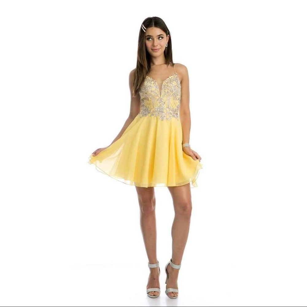 Rhinestone Embellished Chiffon Homecoming Dress 845